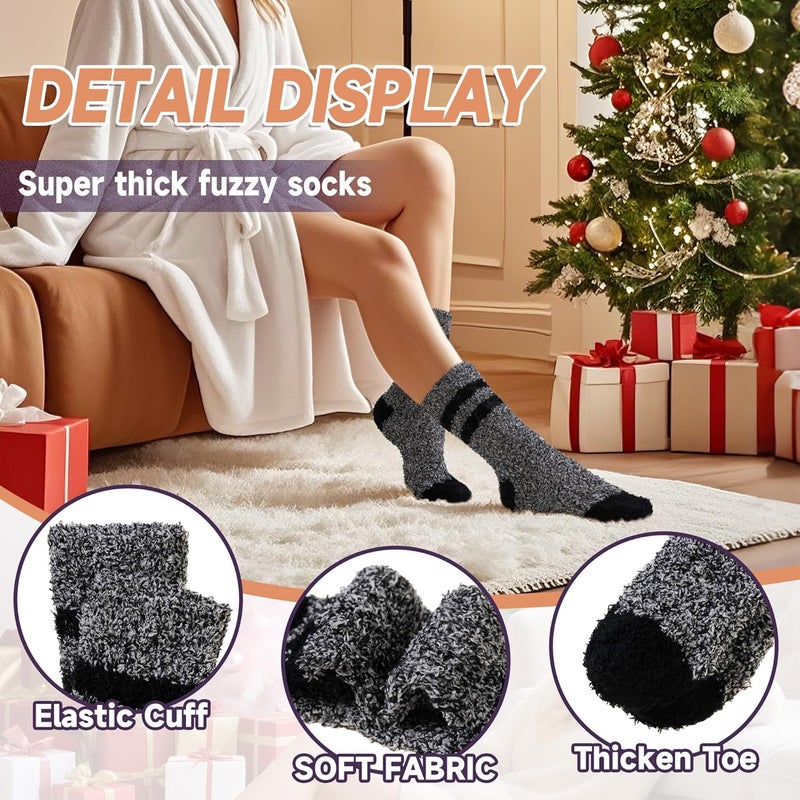 AMENLAN Store Women Fuzzy Slipper Socks Winter Microfiber Soft Cozy Plush Fluffy Socks Warm Comfy Thermal Home Sleeping Socks - Image 3